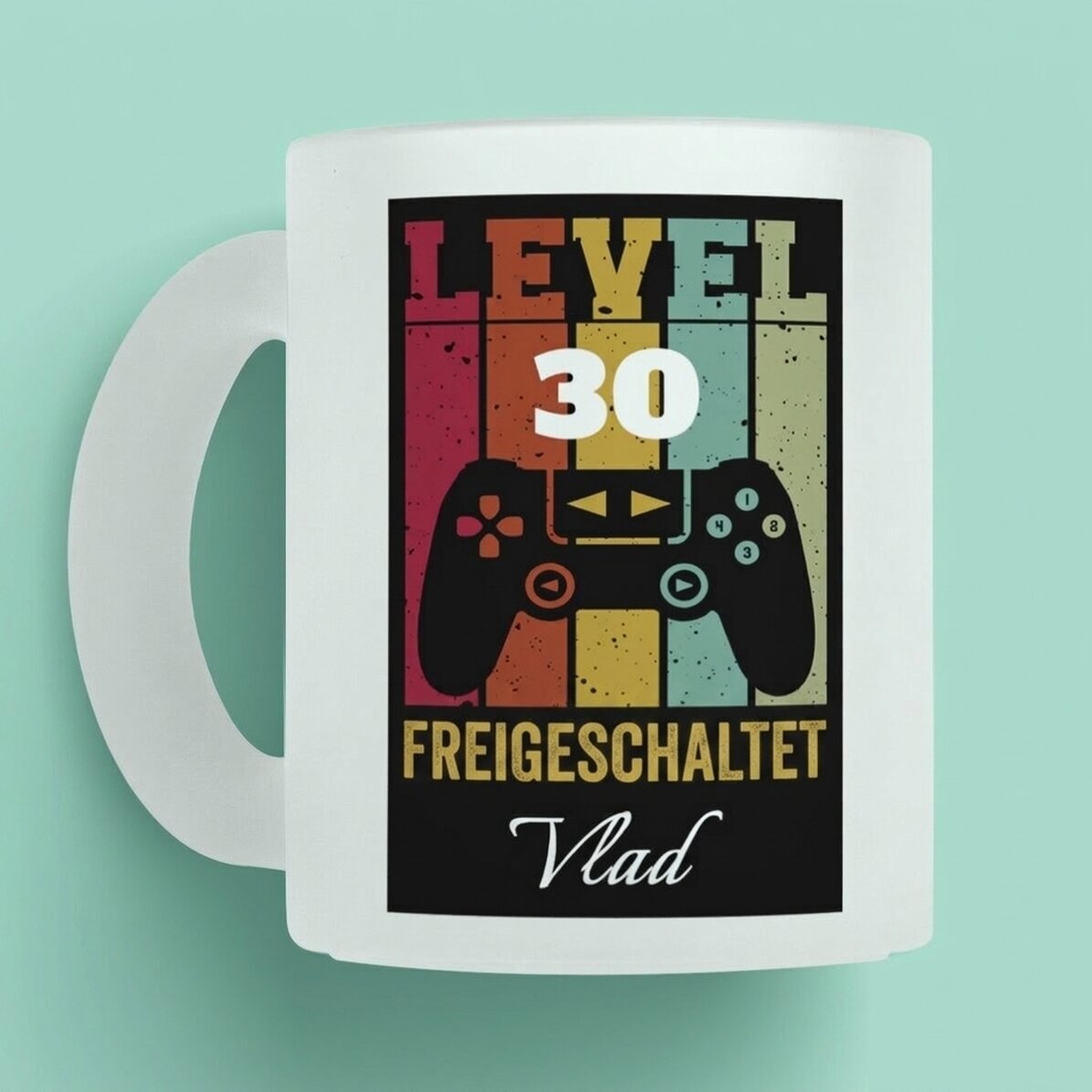 Personalisierte Tasse mit Text – Level freigeschaltet