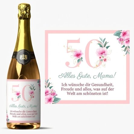 Personalisierter Sekt mit Text – Flowers