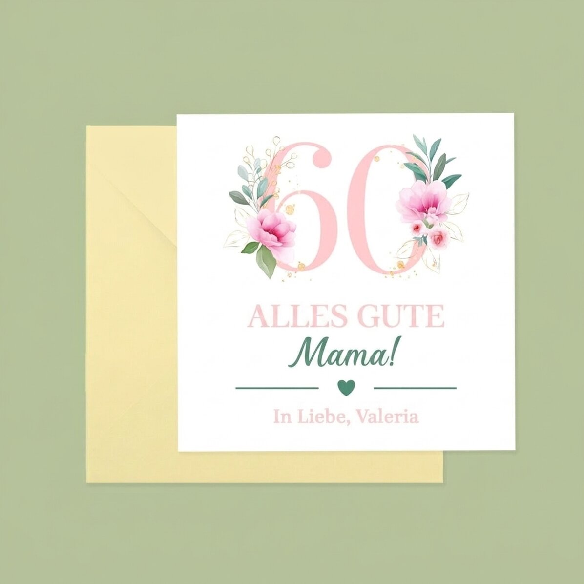 Individuell gestaltete quadratische Karte mit Text – Flowers