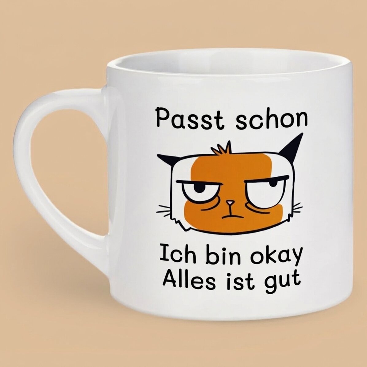 Personalisierte Espressotasse mit Aufdruck – „I’m Fine“