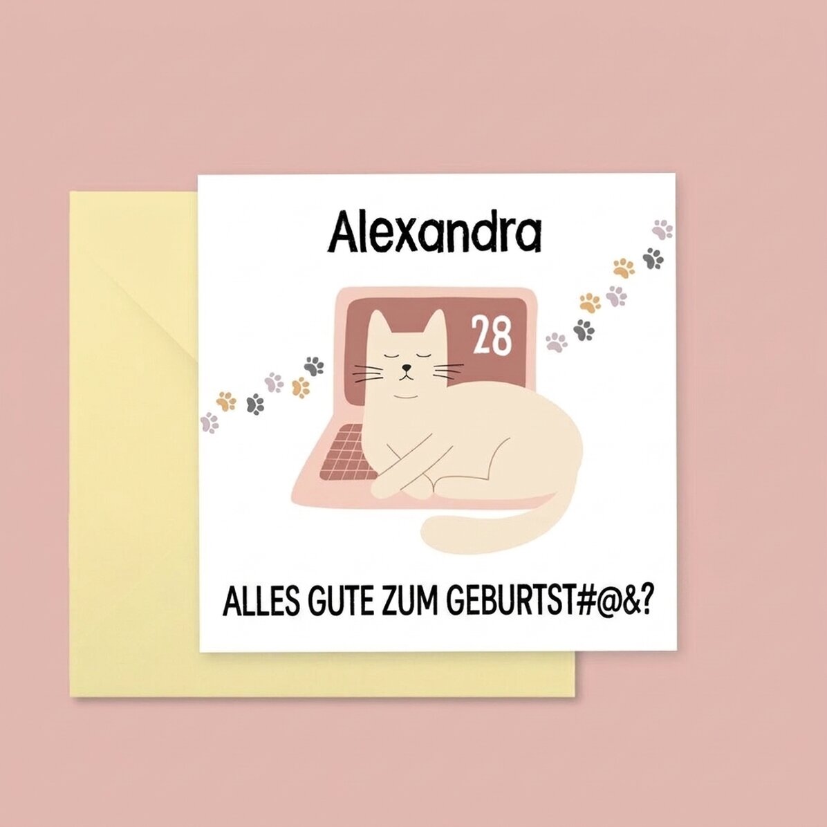 Individuell gestaltete quadratische Karte mit Text – Cat