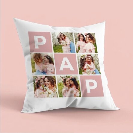 Personalisiertes Kissen mit 6 Fotos und einer Botschaft – Family