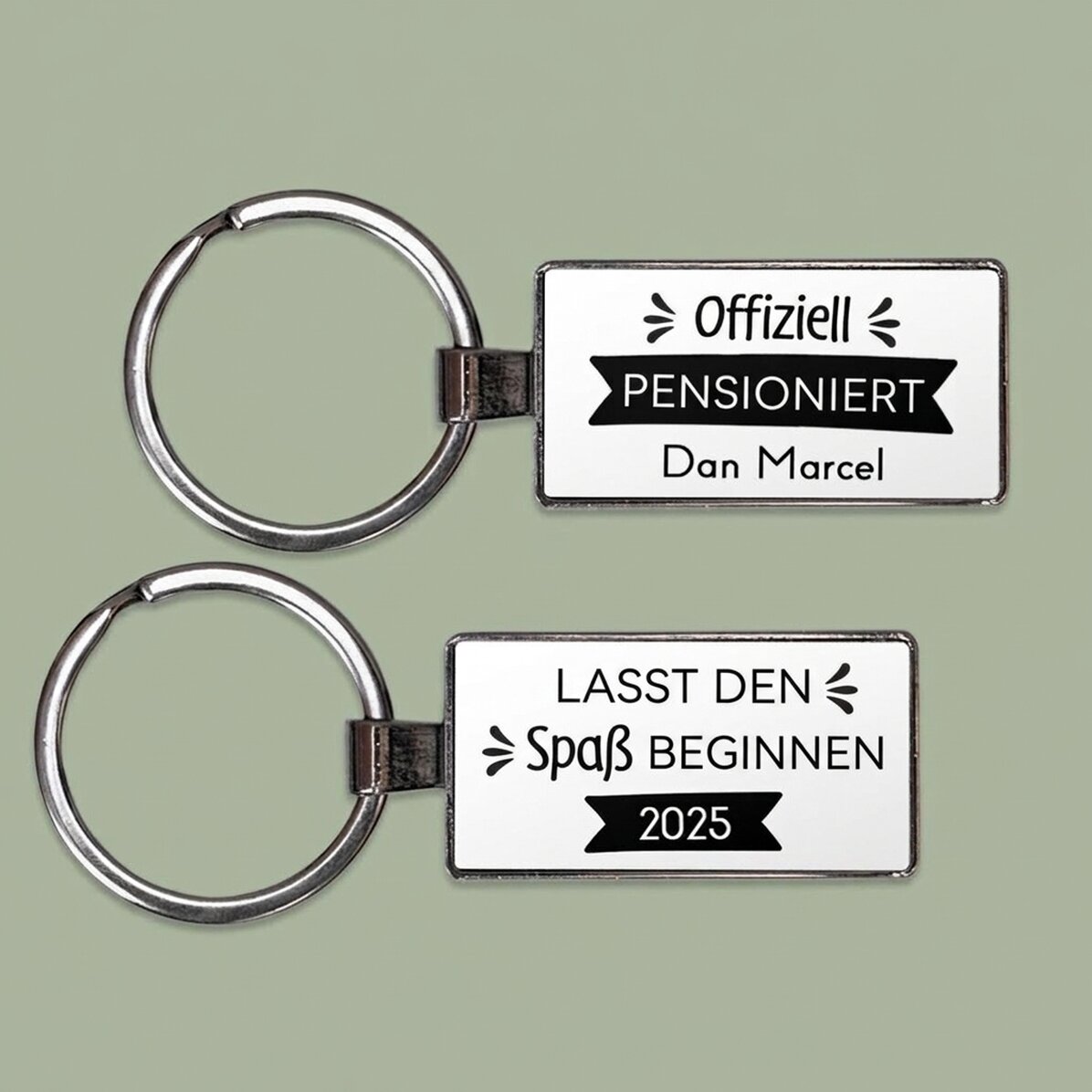 Personalisierter Schlüsselanhänger mit Text – Ruhestand