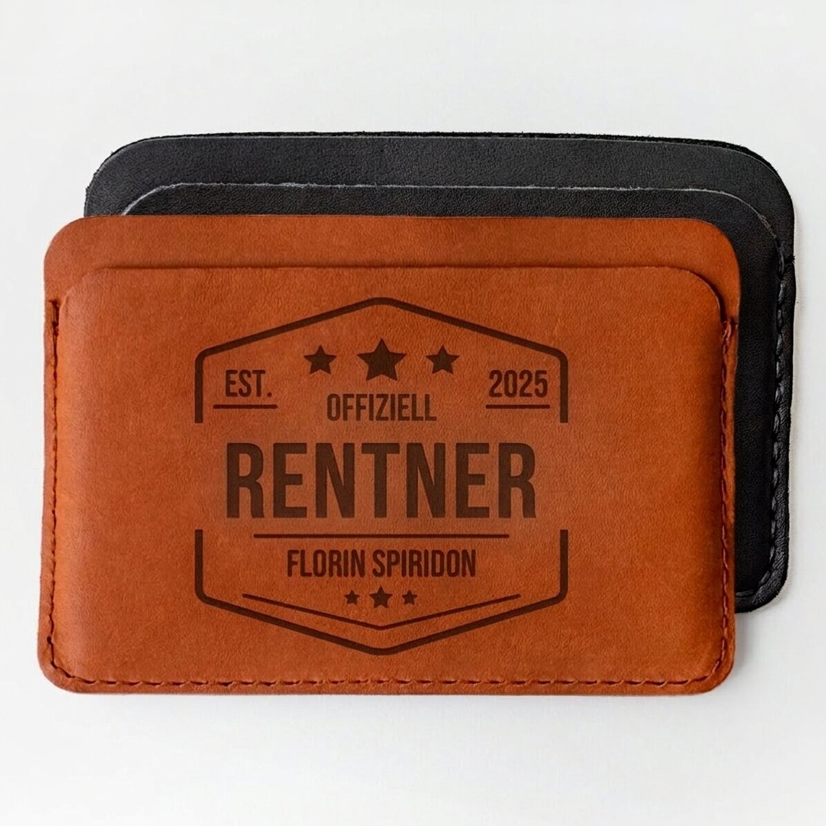 Personalisierte Lederbrieftasche mit Widmung – Rentner