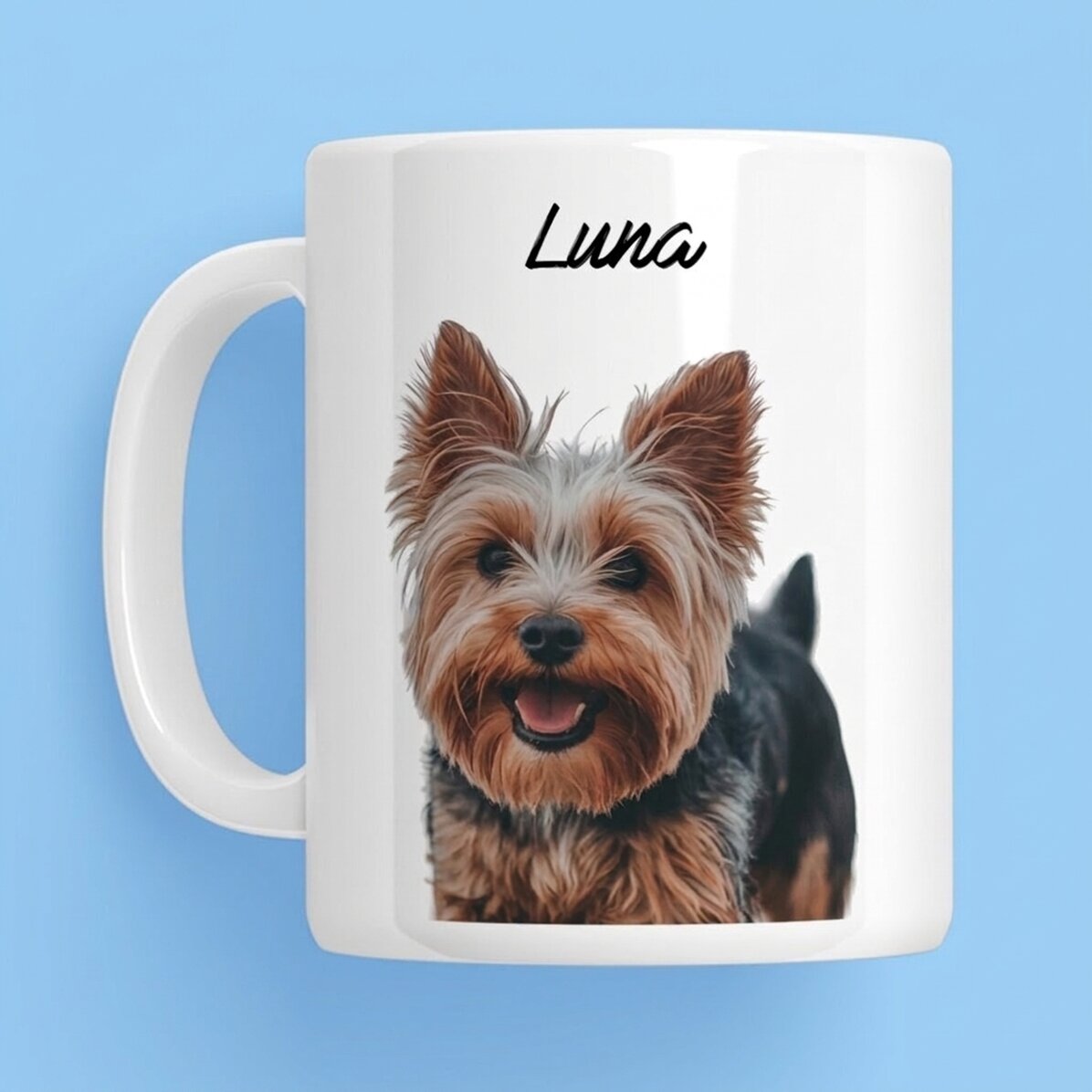 Personalisierte Tasse mit Foto und dem Namen deines Haustiers