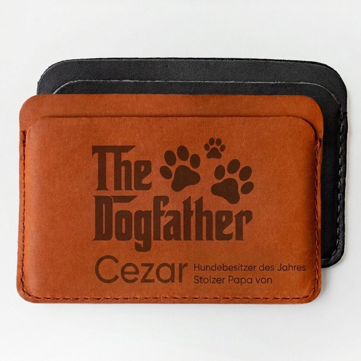 Personalisierte Lederbrieftasche mit Widmung – The Dogfather