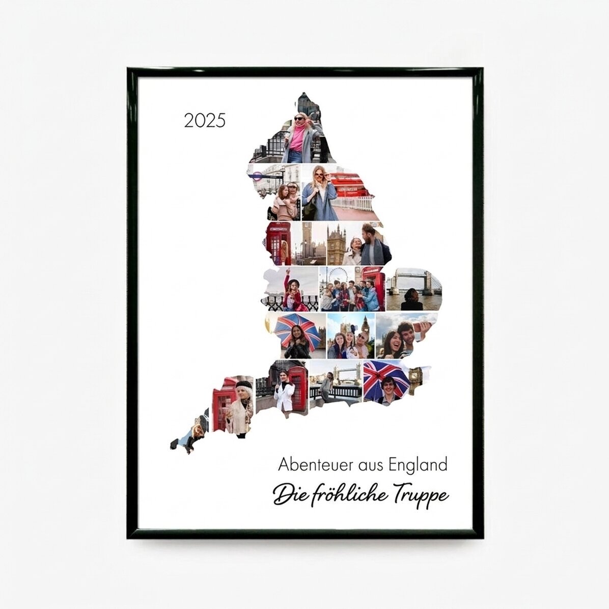 Individuell gestaltetes Bild mit 16 Fotos und Text – England