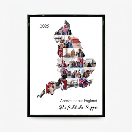 Individuell gestaltetes Bild mit 16 Fotos und Text – England