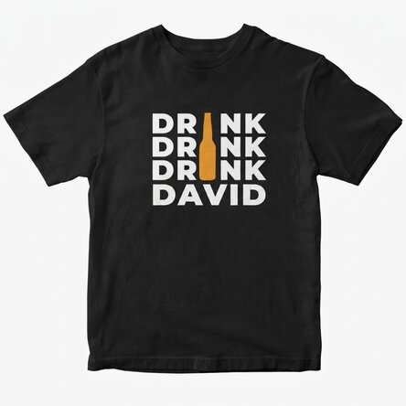 Personalisiertes Baumwoll-T-Shirt mit dem Aufdruck „Drink, drank, drunk“