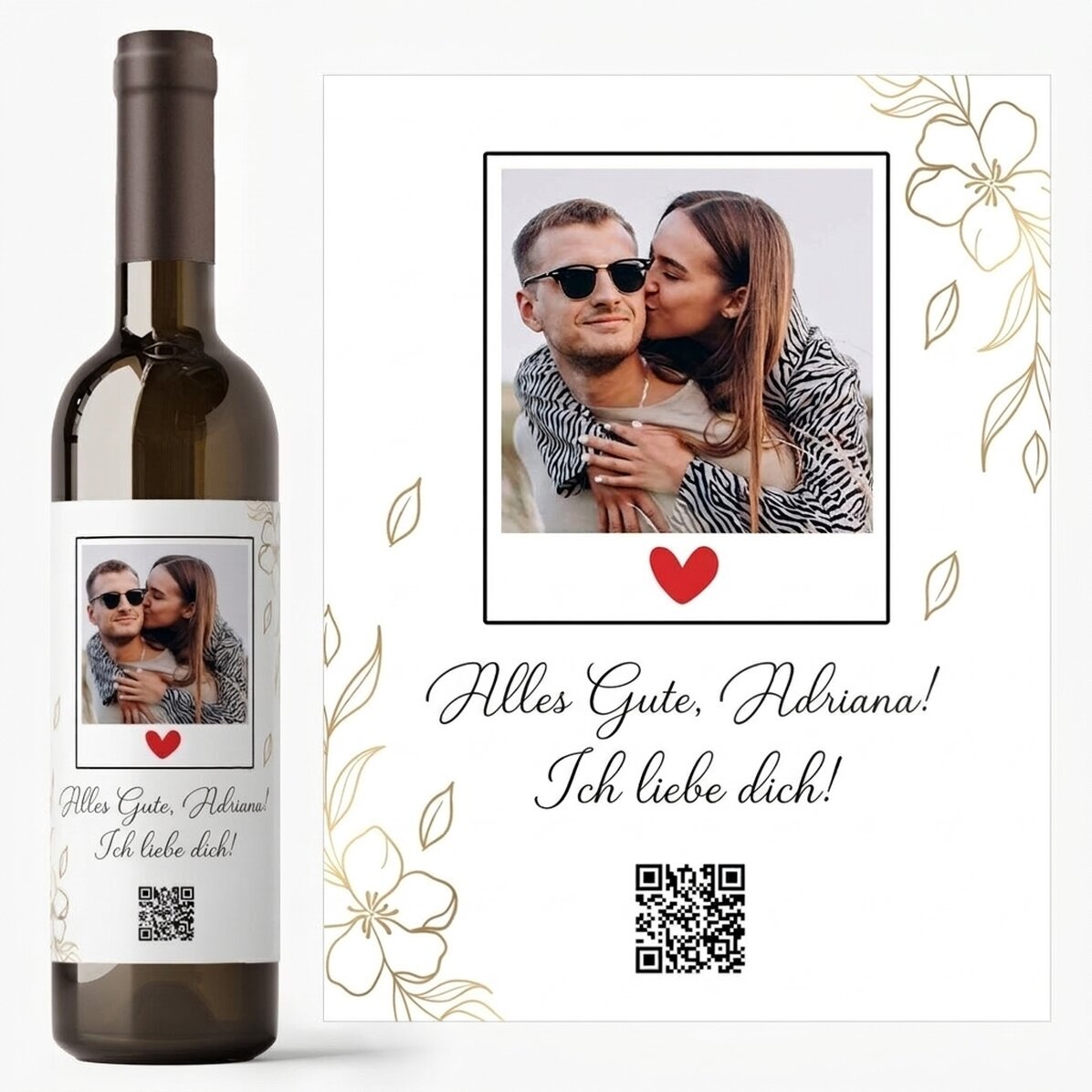 Personalisierter Wein mit Foto, Text und QR-Code – Geburtstag