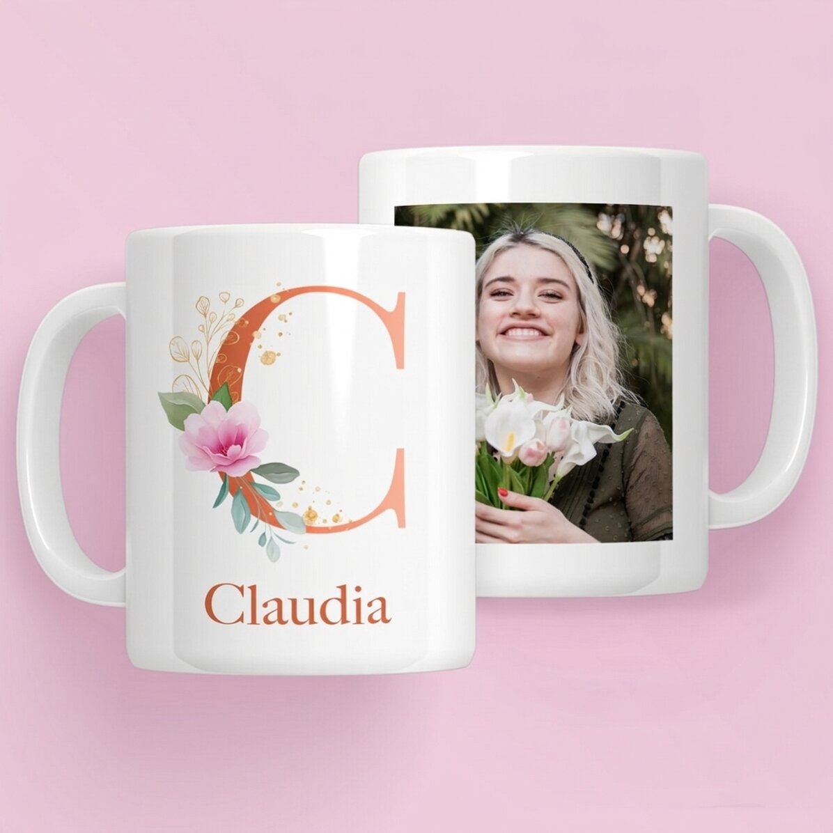 Personalisierte Tasse mit Initiale, Namen und Foto