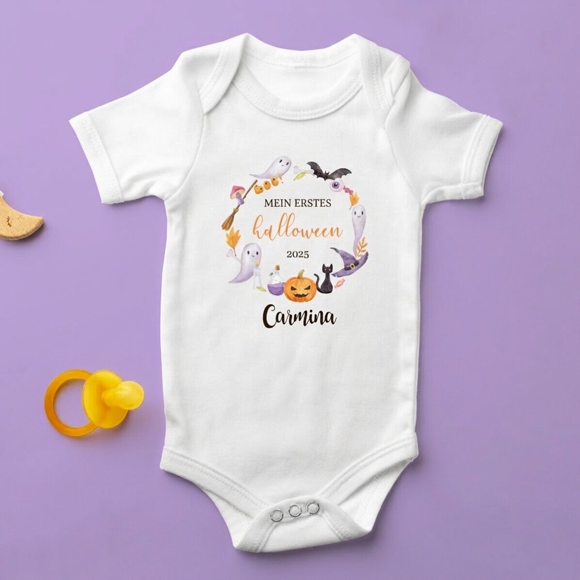 Personalisierter Baby-Body mit Aufdruck – „My first Halloween“