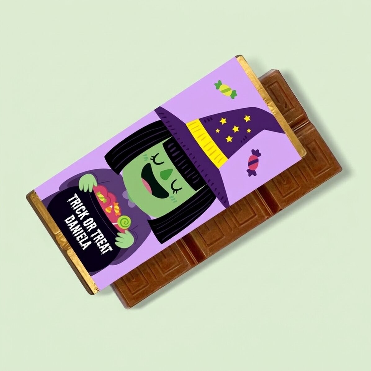 Personalisierte Mini-Schokoladentafel mit Text – Witch