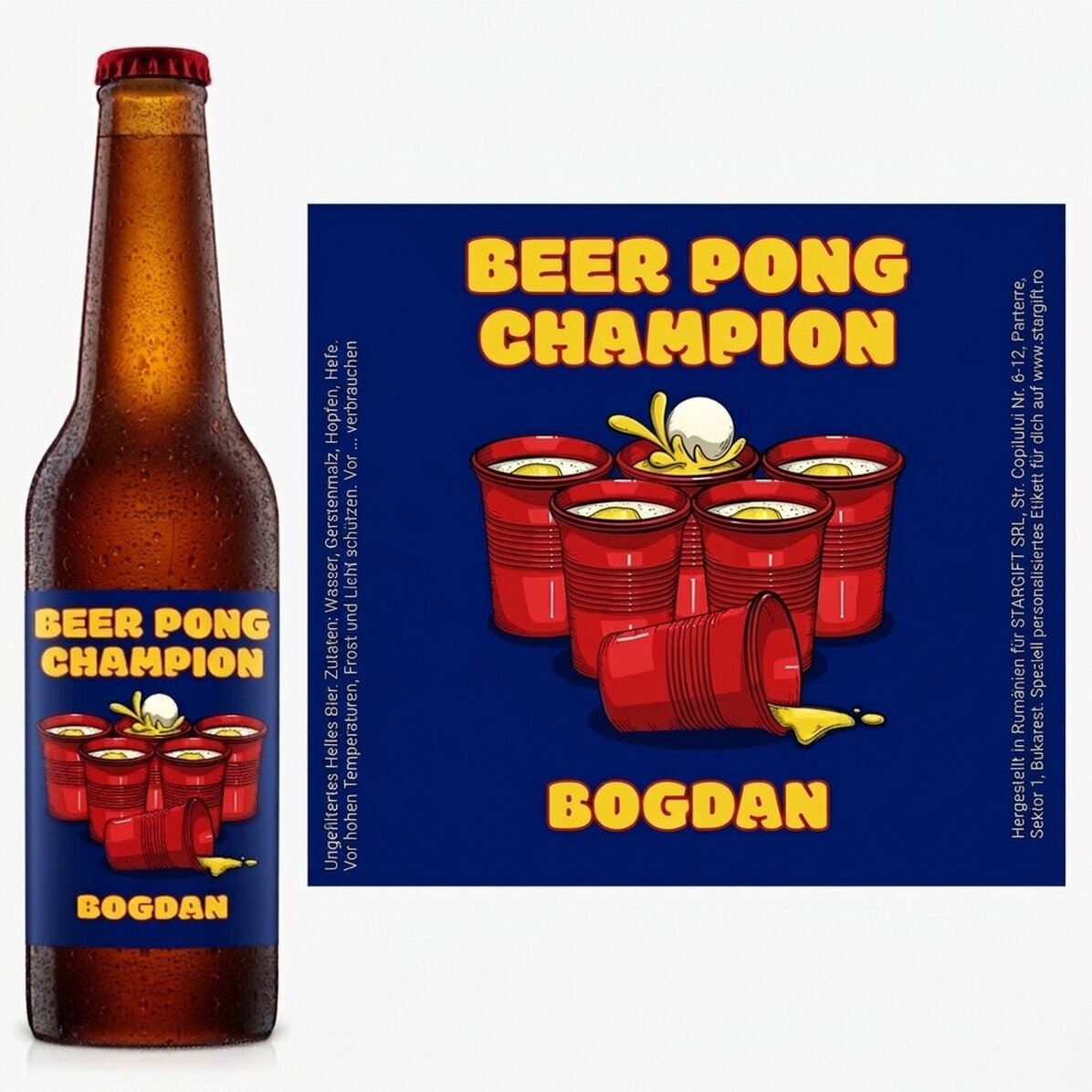 Bier mit individueller Beschriftung – Beer Pong