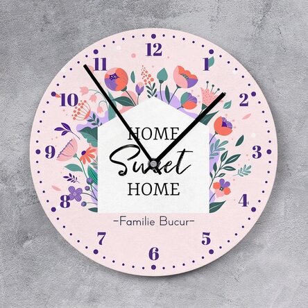 Personalisierte Uhr mit Text – Flowers
