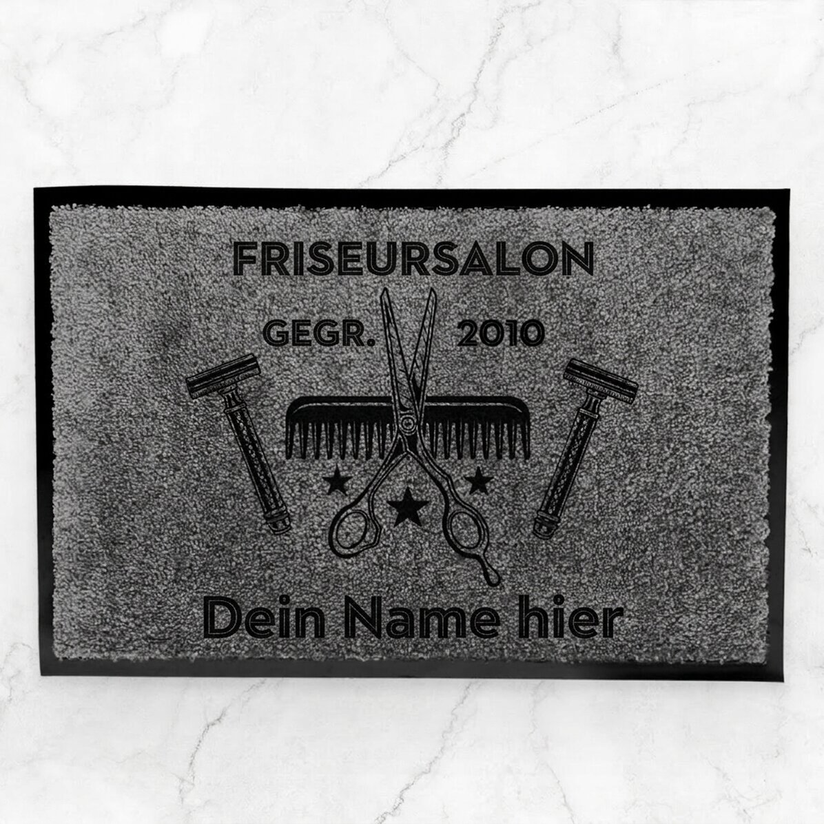 Individuell gestaltete Eingangsmatte für den Innenbereich mit Text – Barber Shop