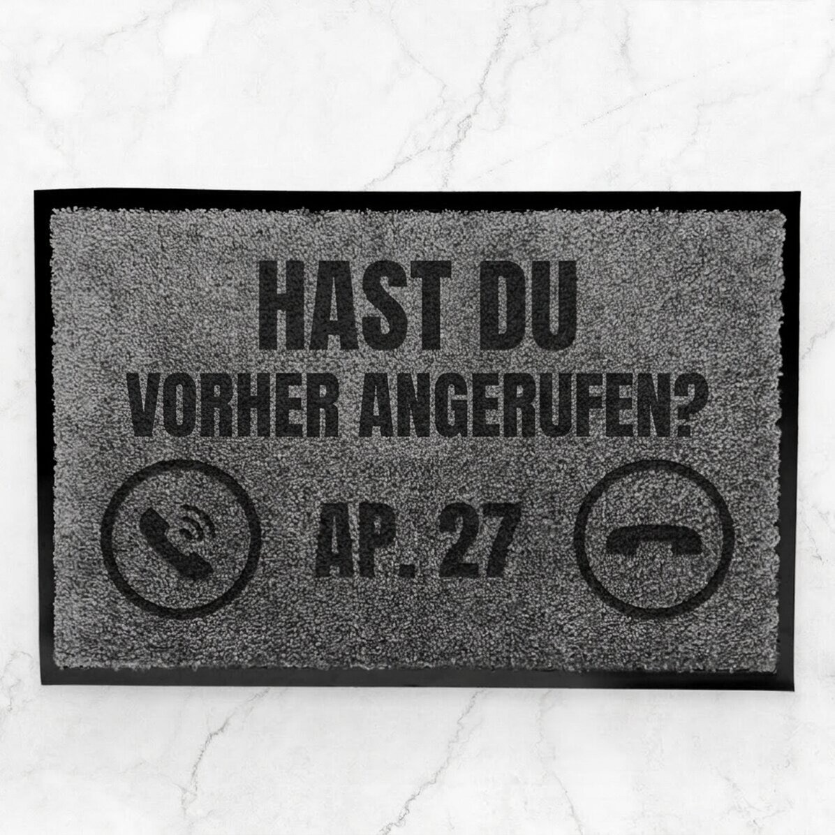Individuell gestaltete Eingangsmatte für den Innenbereich mit Text – Hast du vorher angerufen?