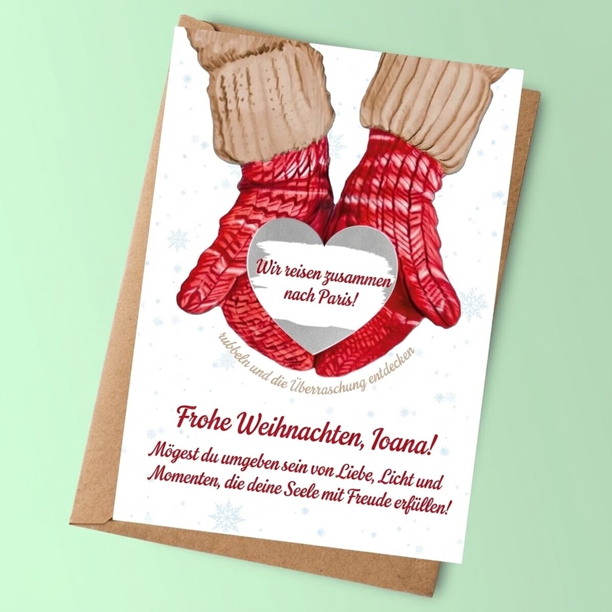 Individuell gestaltete Weihnachts-Rubbelkarte – Love