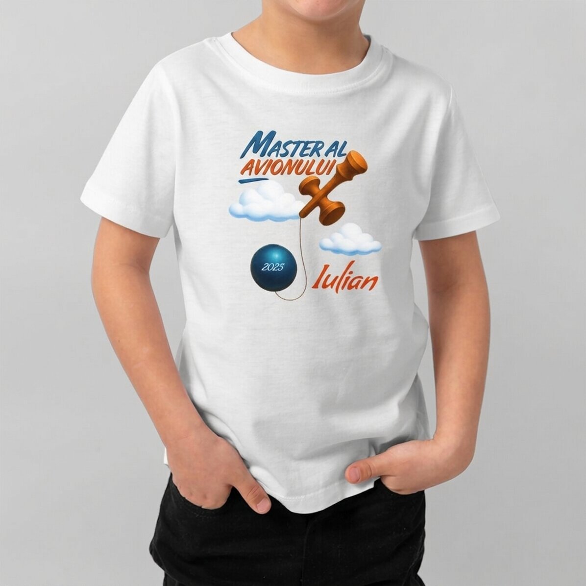 Personalisiertes Baumwoll-T-Shirt für Kinder mit Aufdruck – Airplane Master