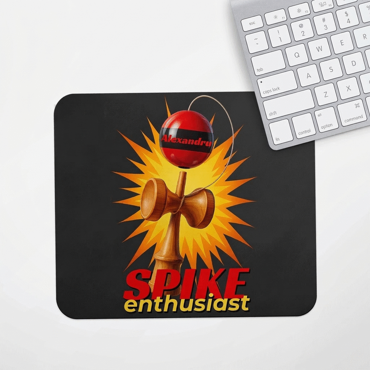 Individuell gestaltetes Mauspad mit Text – Spike Enthusiast