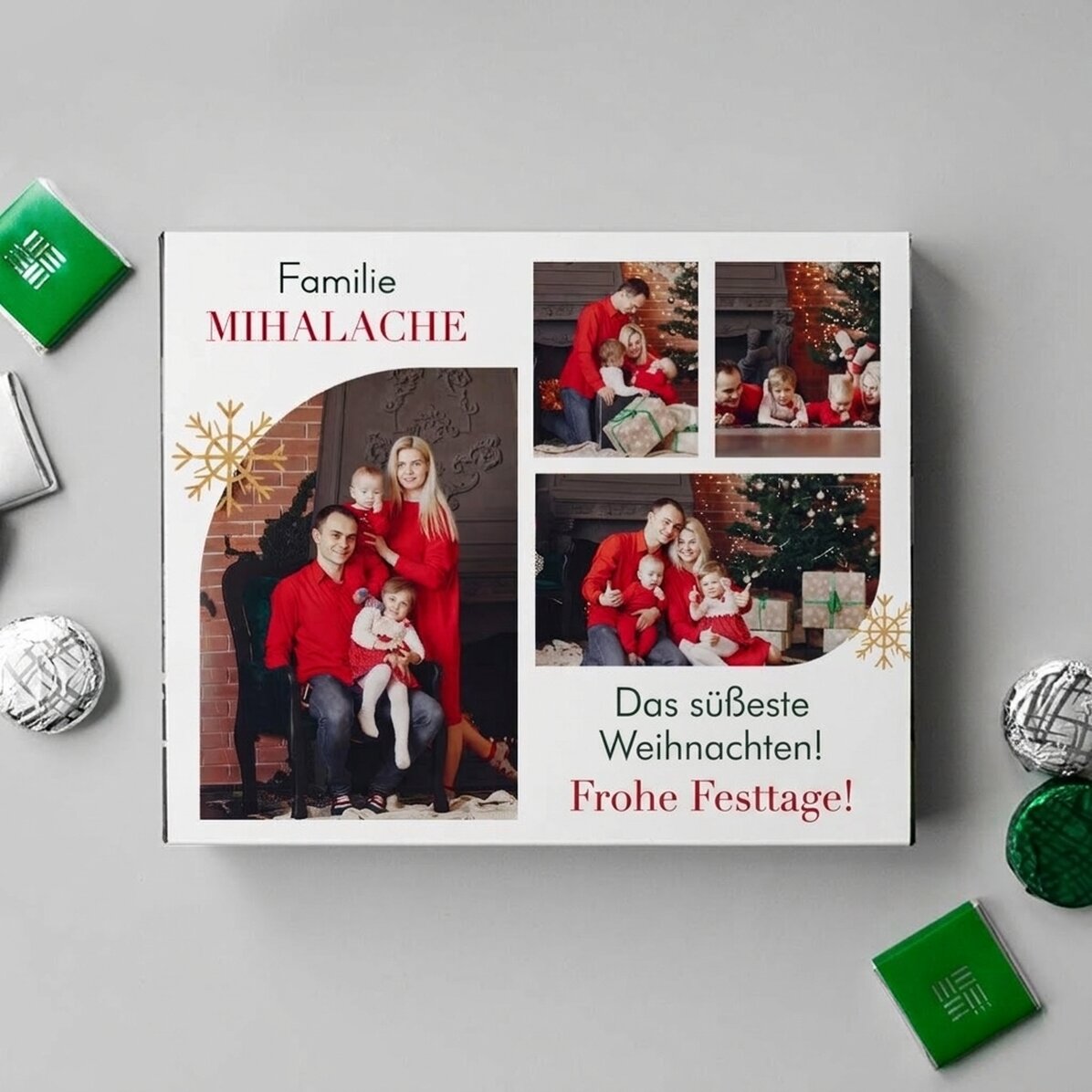 Personalisierte Pralinenschachtel mit 4 Fotos und Text – Weihnachten