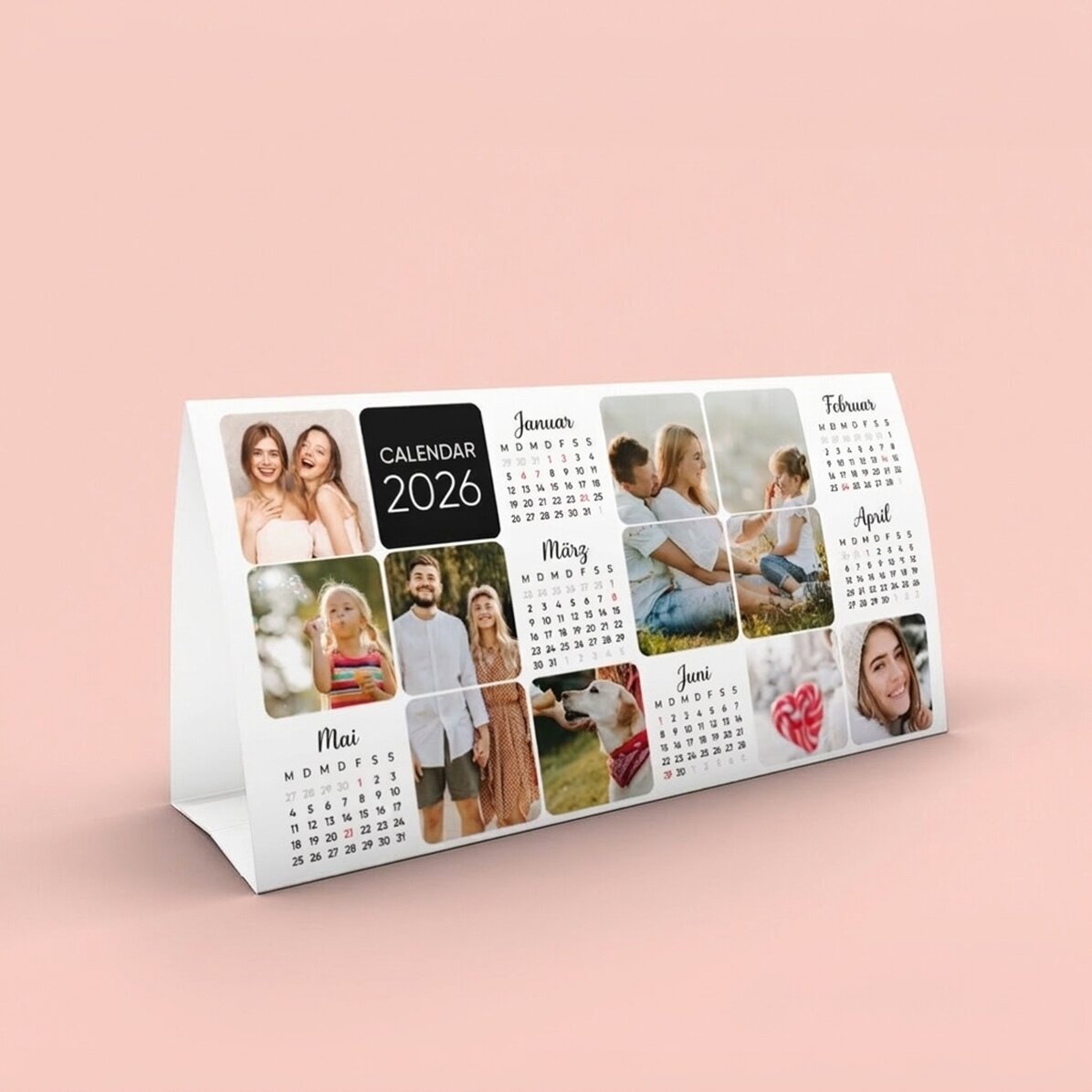 Personalisierter Tischkalender 2026 mit Fotos