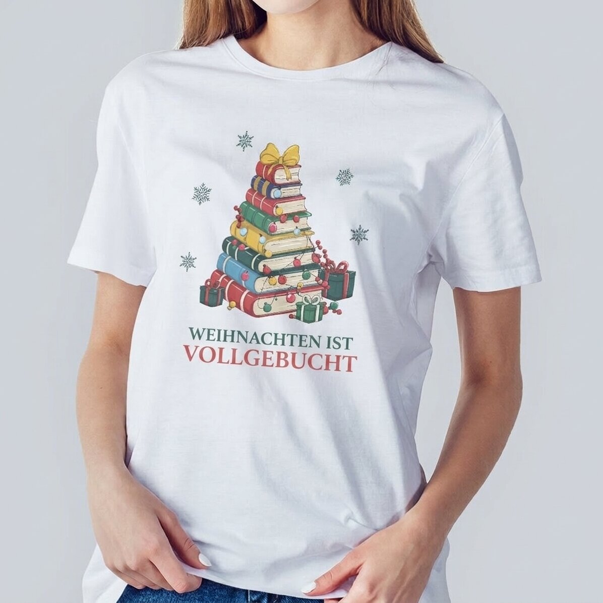 Personalisiertes Baumwoll-T-Shirt mit Weihnachtsaufdruck – Books