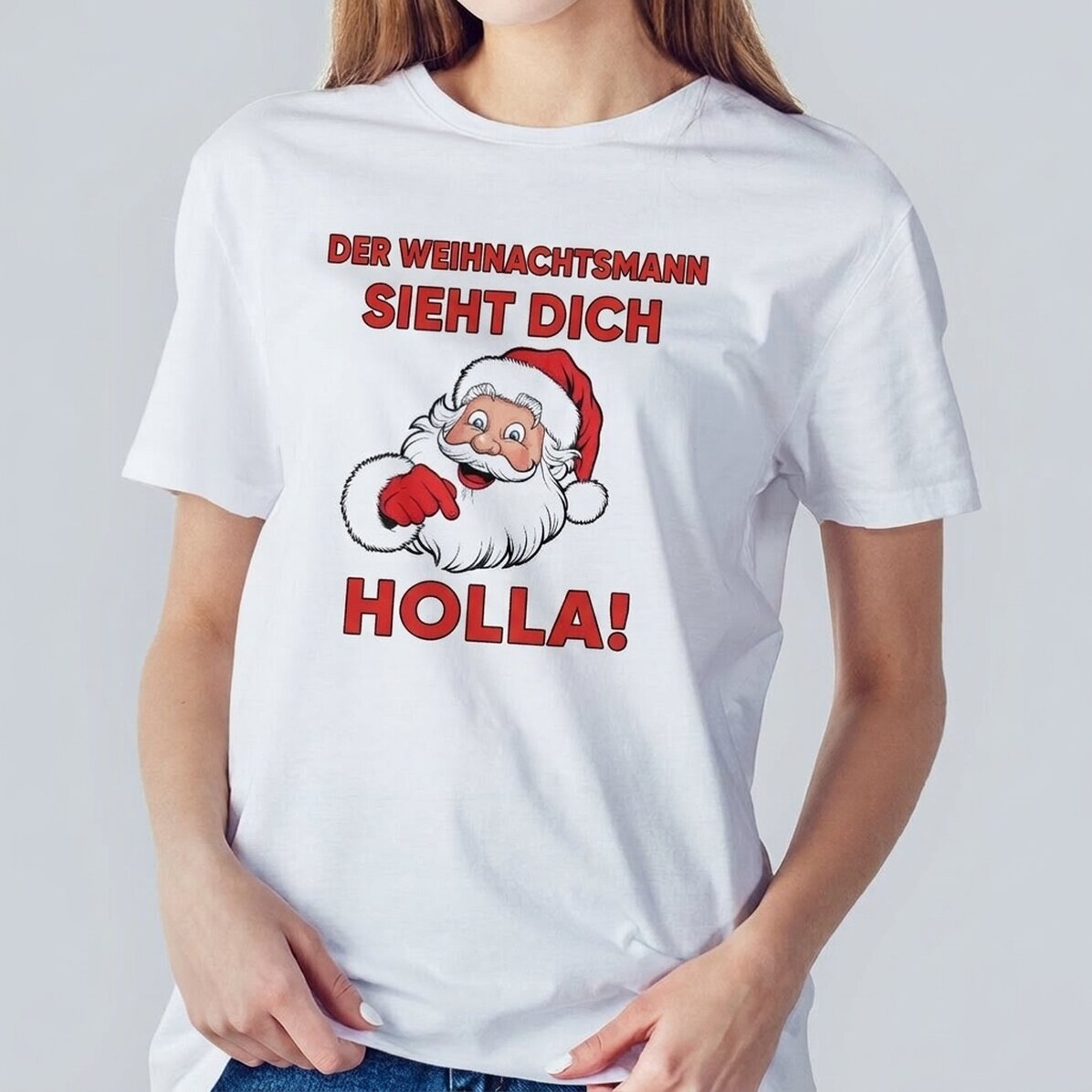 Personalisiertes Baumwoll-T-Shirt mit Aufdruck – Santa