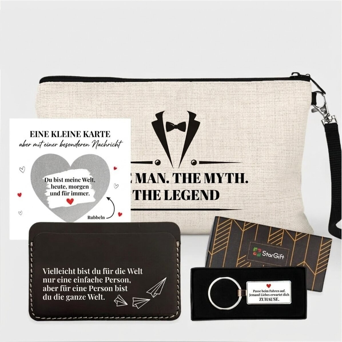 Geschenkset mit personalisierter Karte für ihn