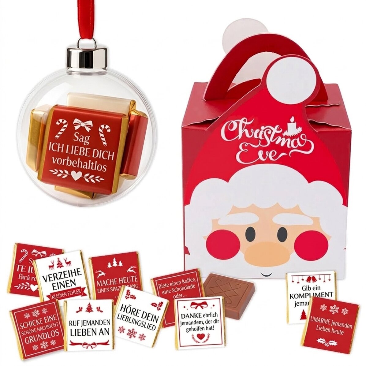 Geschenkset mit einer Kugel und 10 Mini-Pralinen – „Fapte bune“