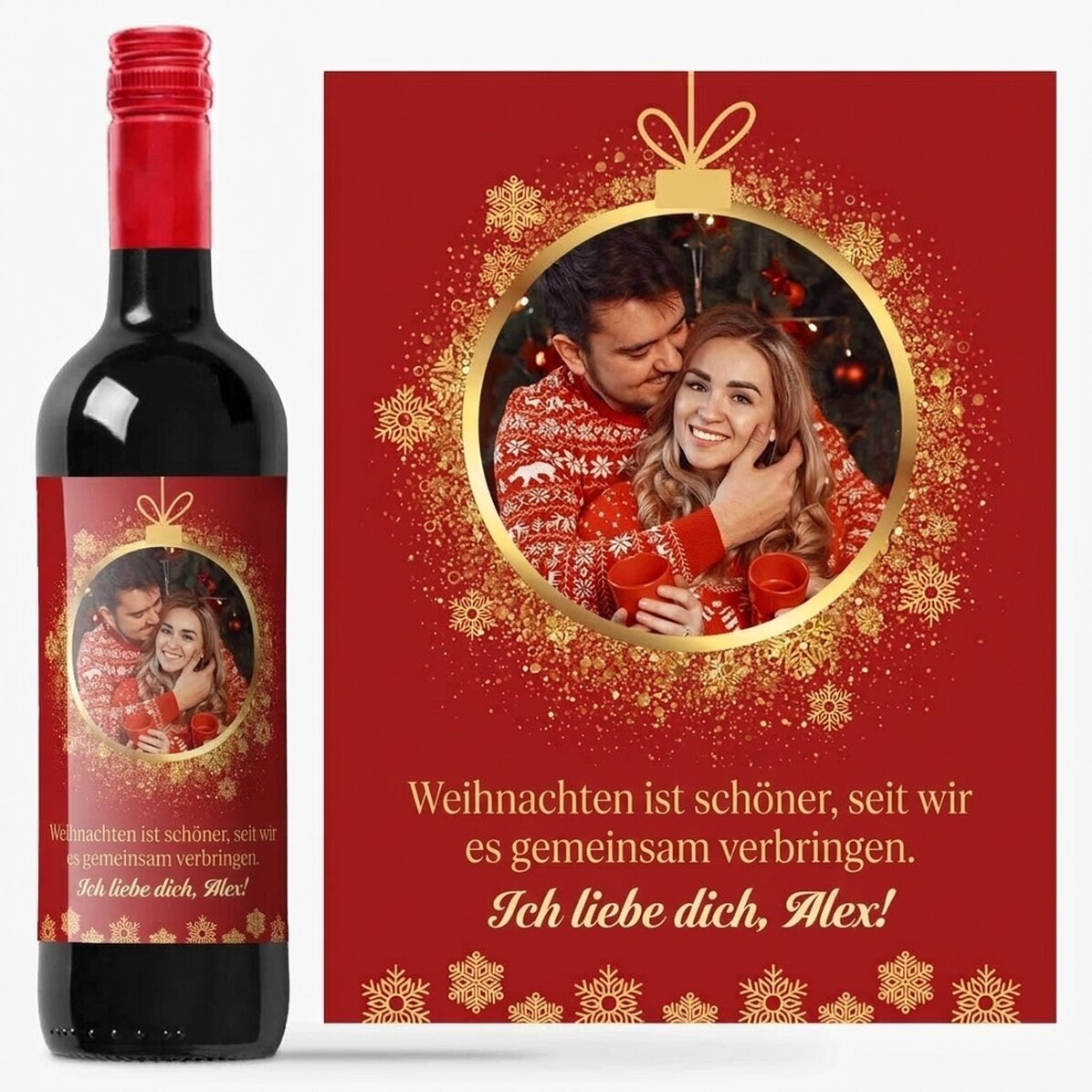 Personalisierter Wein mit Foto und Text – Weihnachten