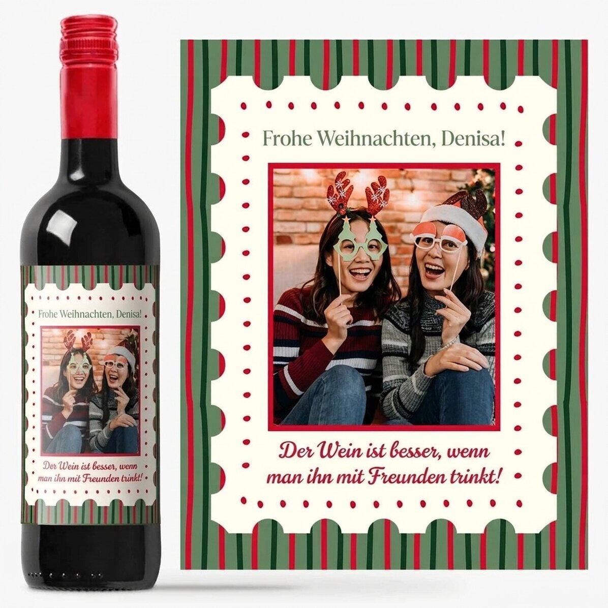 Personalisierter Wein mit Foto und Botschaft – Weihnachten
