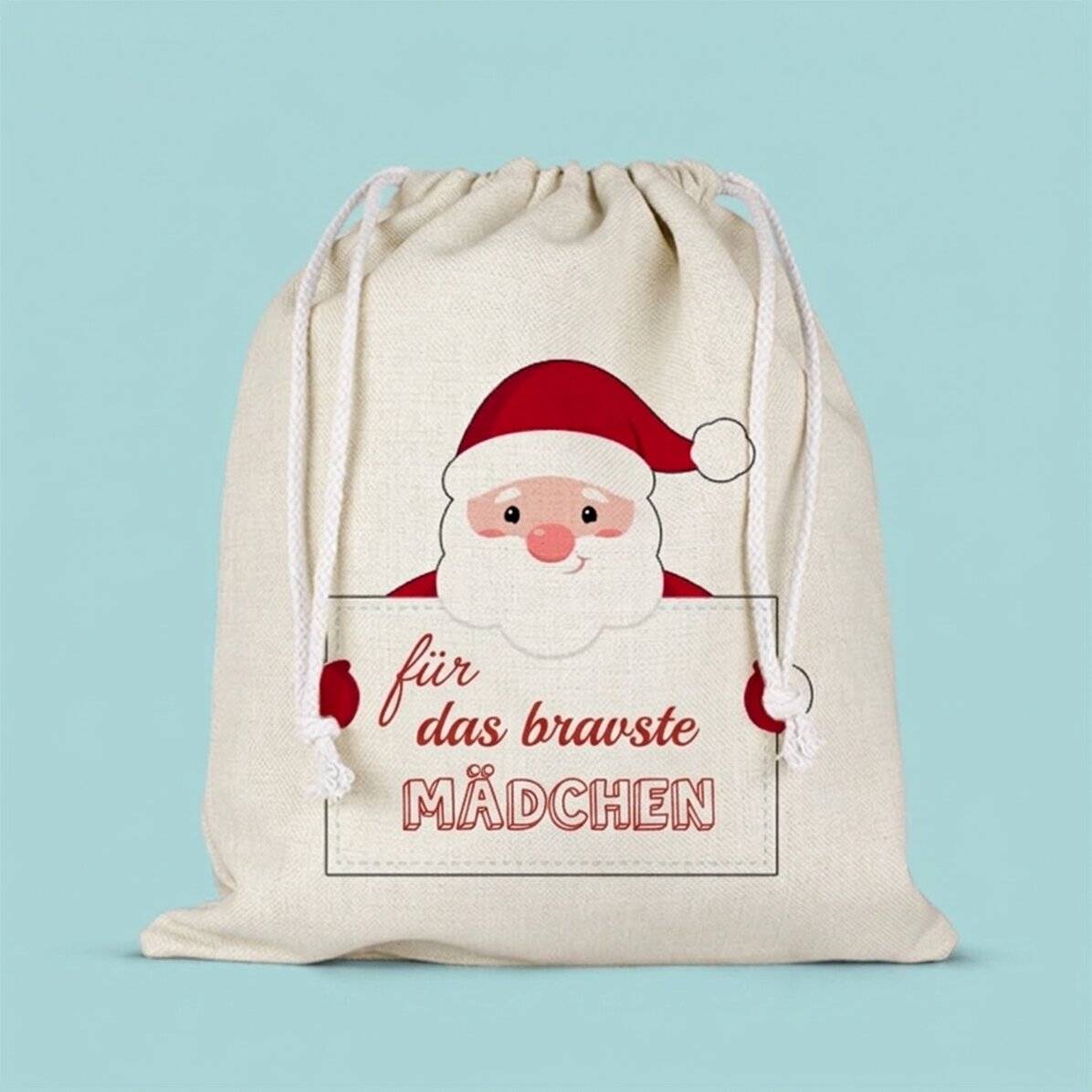 Mittlerer Geschenksack, individuell mit Text bedruckt – Vom Weihnachtsmann