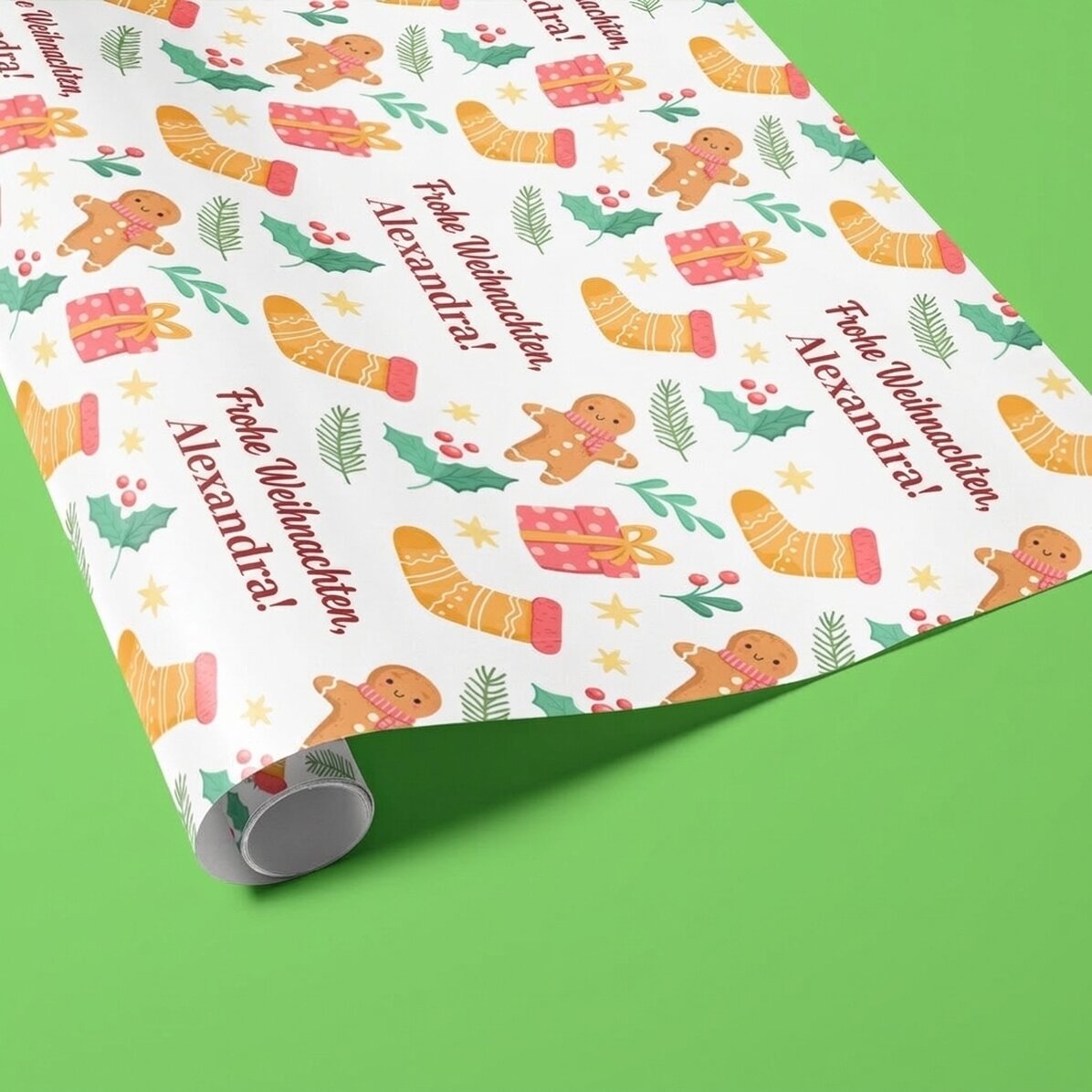 Individuell gestaltetes Geschenkpapier mit Text – Gingerbread