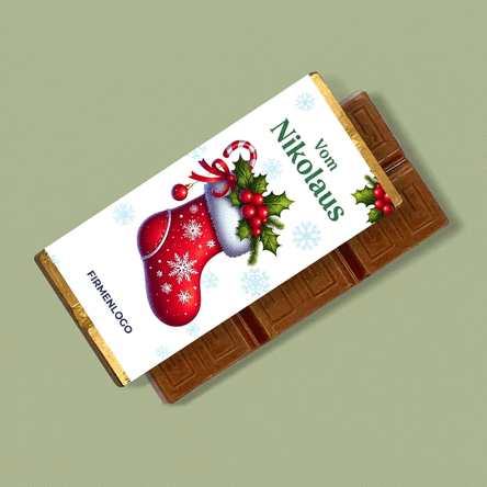 Personalisierte Mini-Schokoladentafel mit Logo und Botschaft – Nikolaus