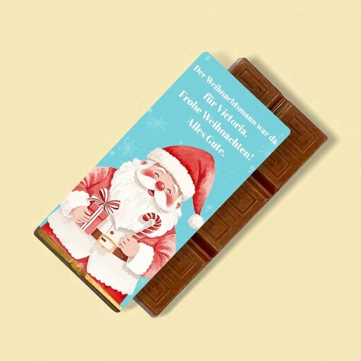 Personalisierte Mini-Schokoladentafel mit Botschaft – Cute Santa