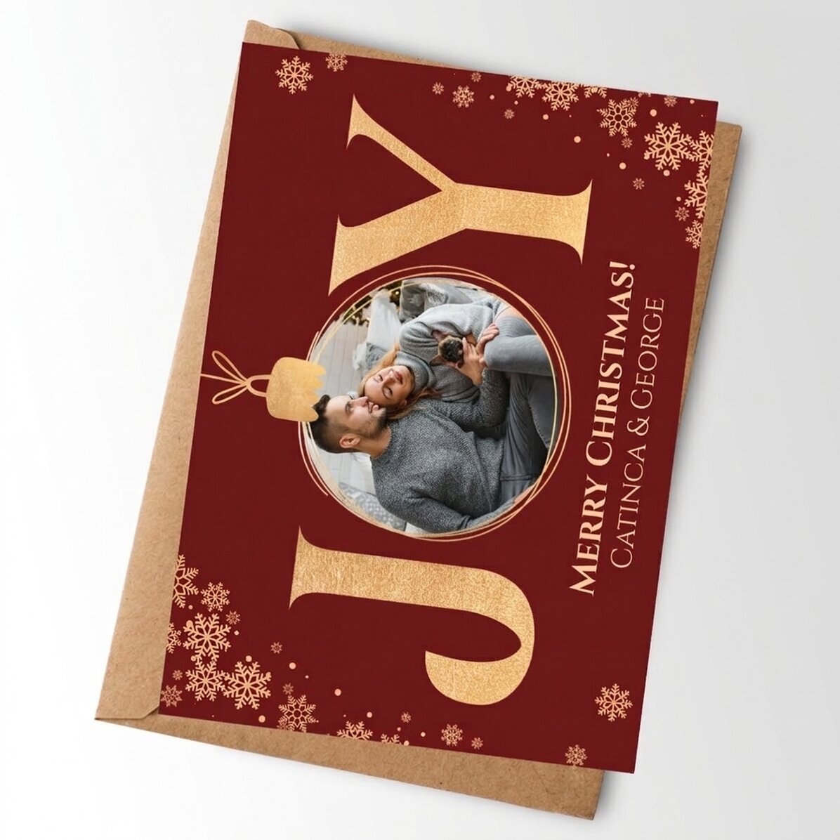 Personalisierte Karte mit Foto und Grußtext – Frohe Weihnachten!