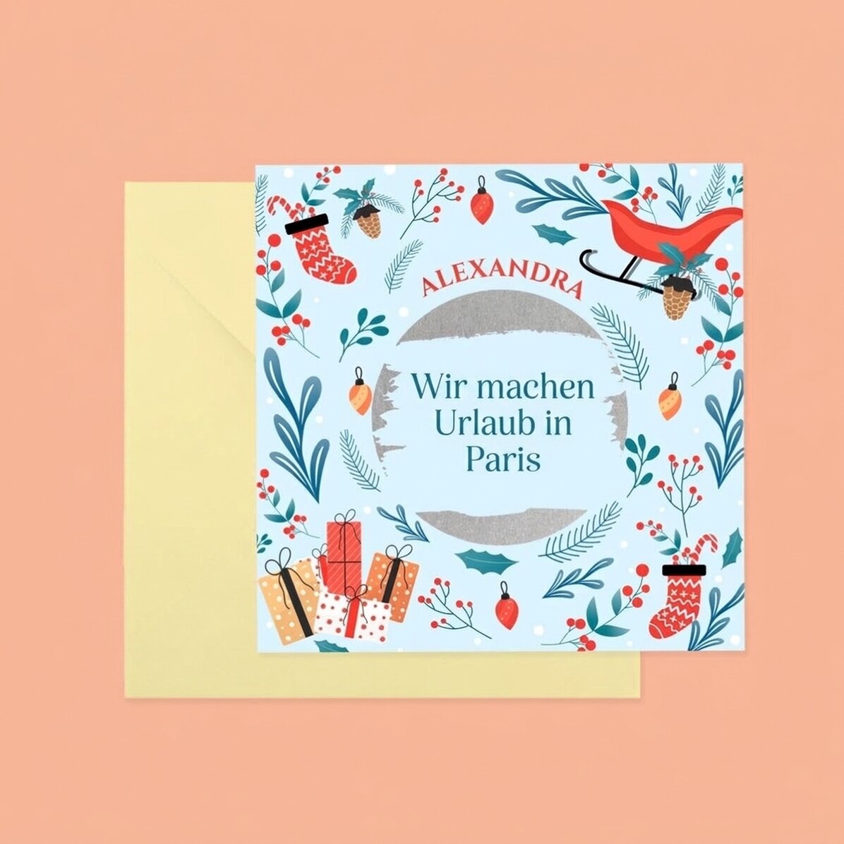 Personalisierte Rubbelkarte mit Botschaft – Weihnachten