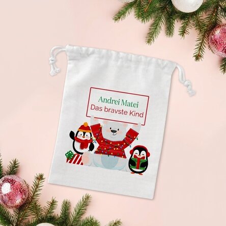 Kleiner Geschenksack mit individueller Beschriftung – Weihnachten