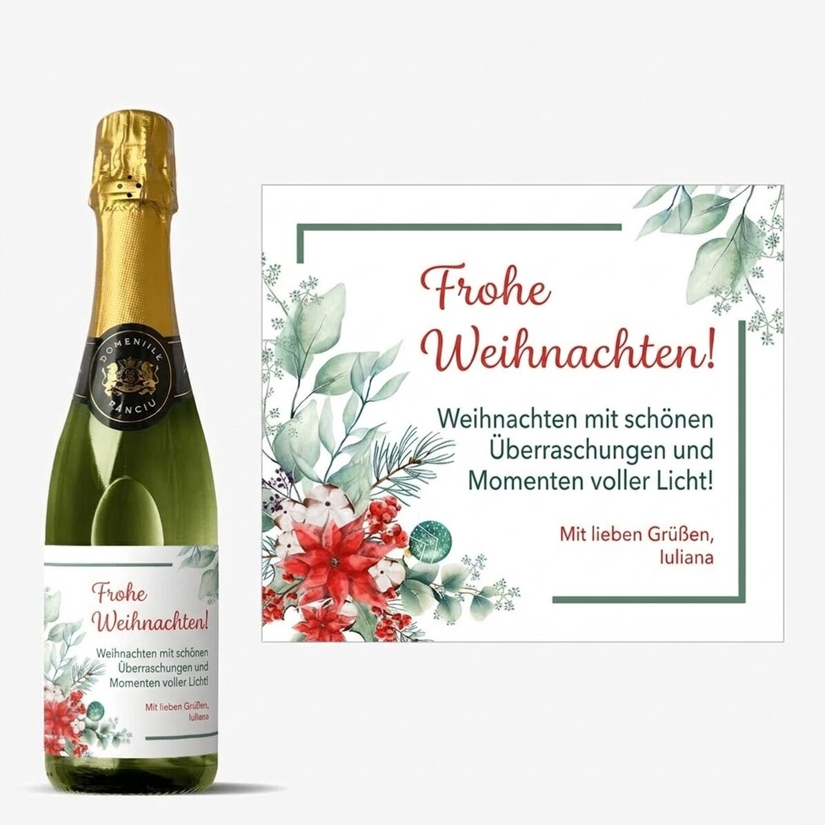 Mittlere Sektflasche mit individueller Beschriftung – Weihnachten