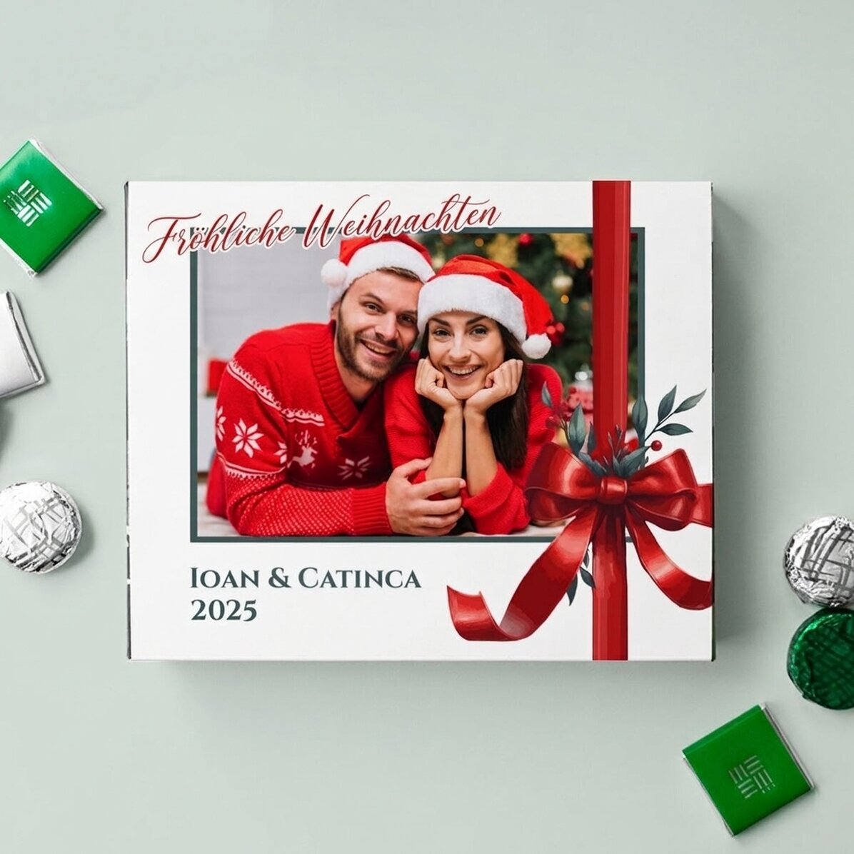 Personalisierte Pralinenschachtel mit Foto und Text – Weihnachten
