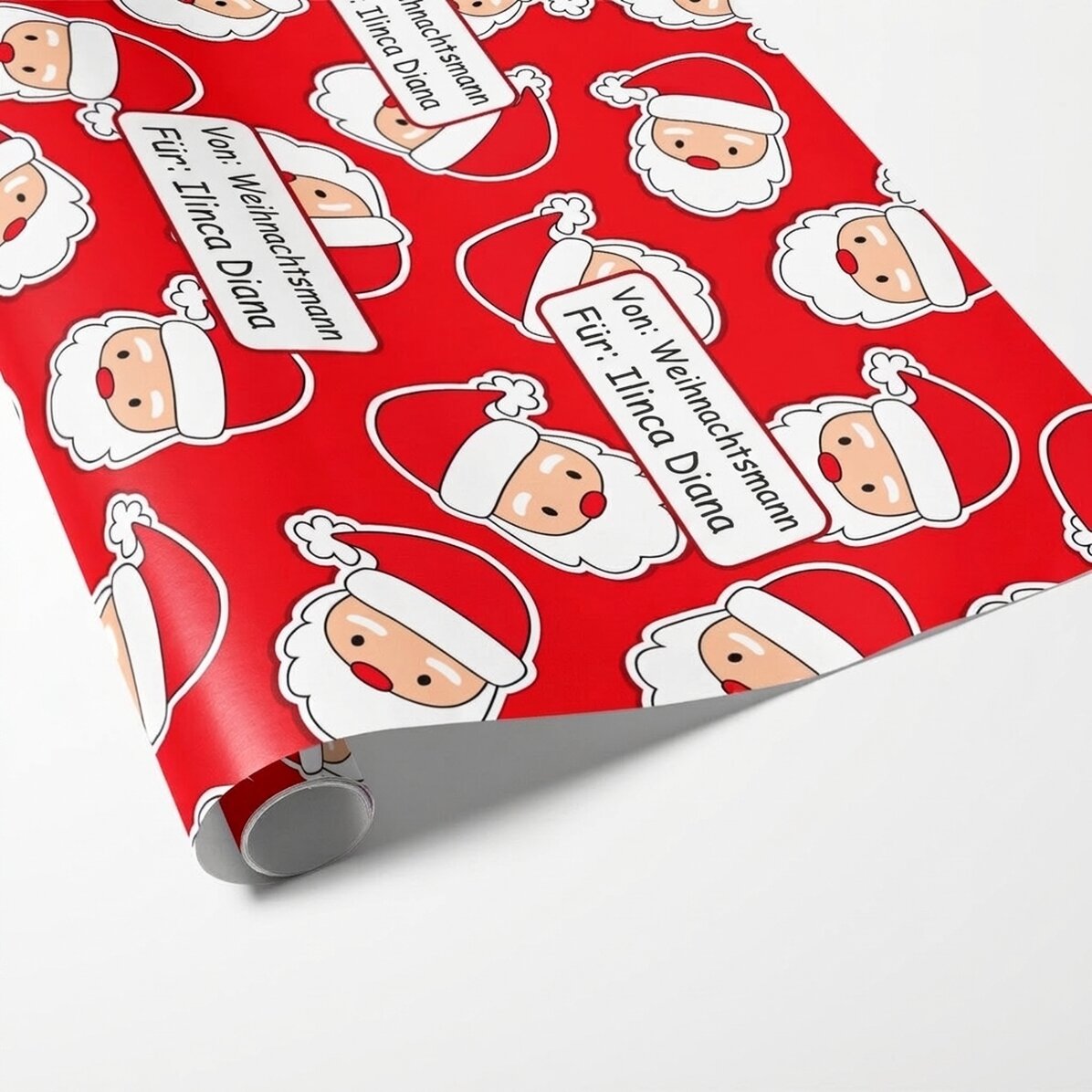 Individuell gestaltetes Geschenkpapier mit Text – Santa