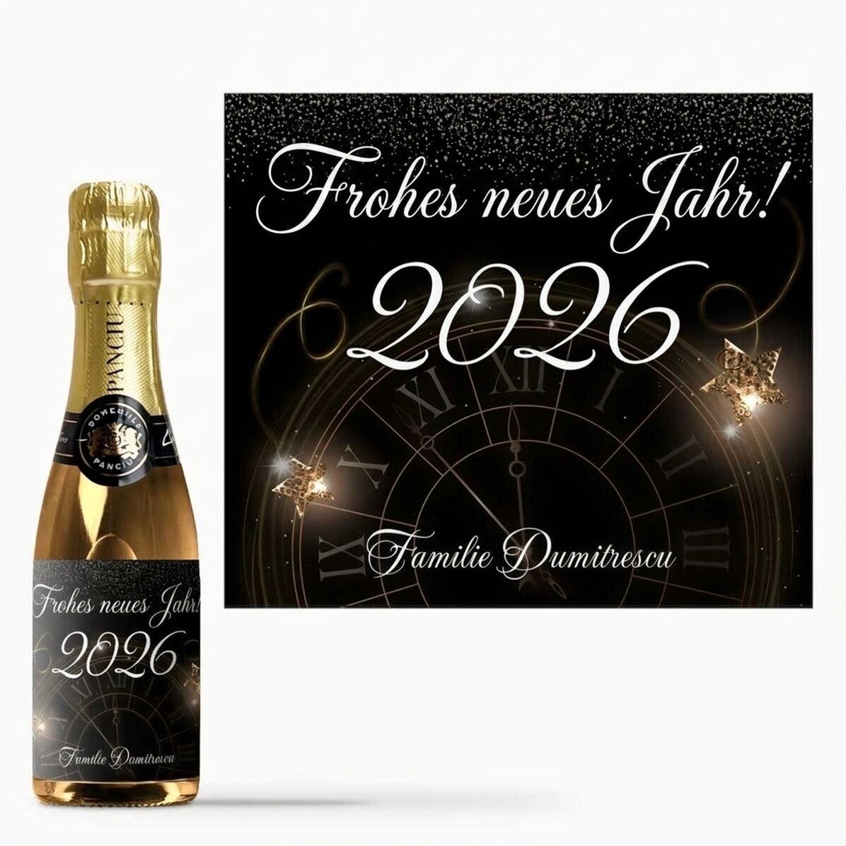 Kleine Flasche Sekt mit individueller Beschriftung – Neujahr