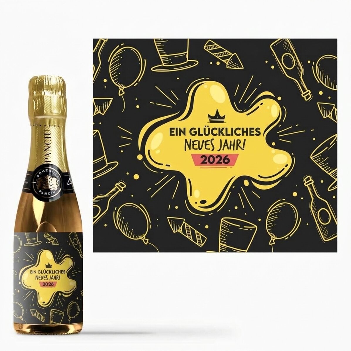 Kleine Flasche Sekt mit individueller Beschriftung – Silvesterparty