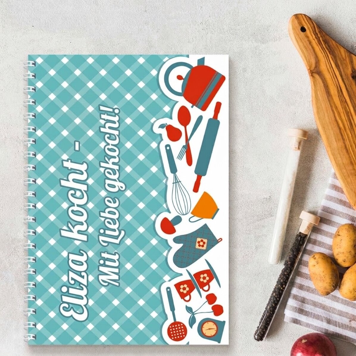 Personalisiertes Notizbuch mit Text