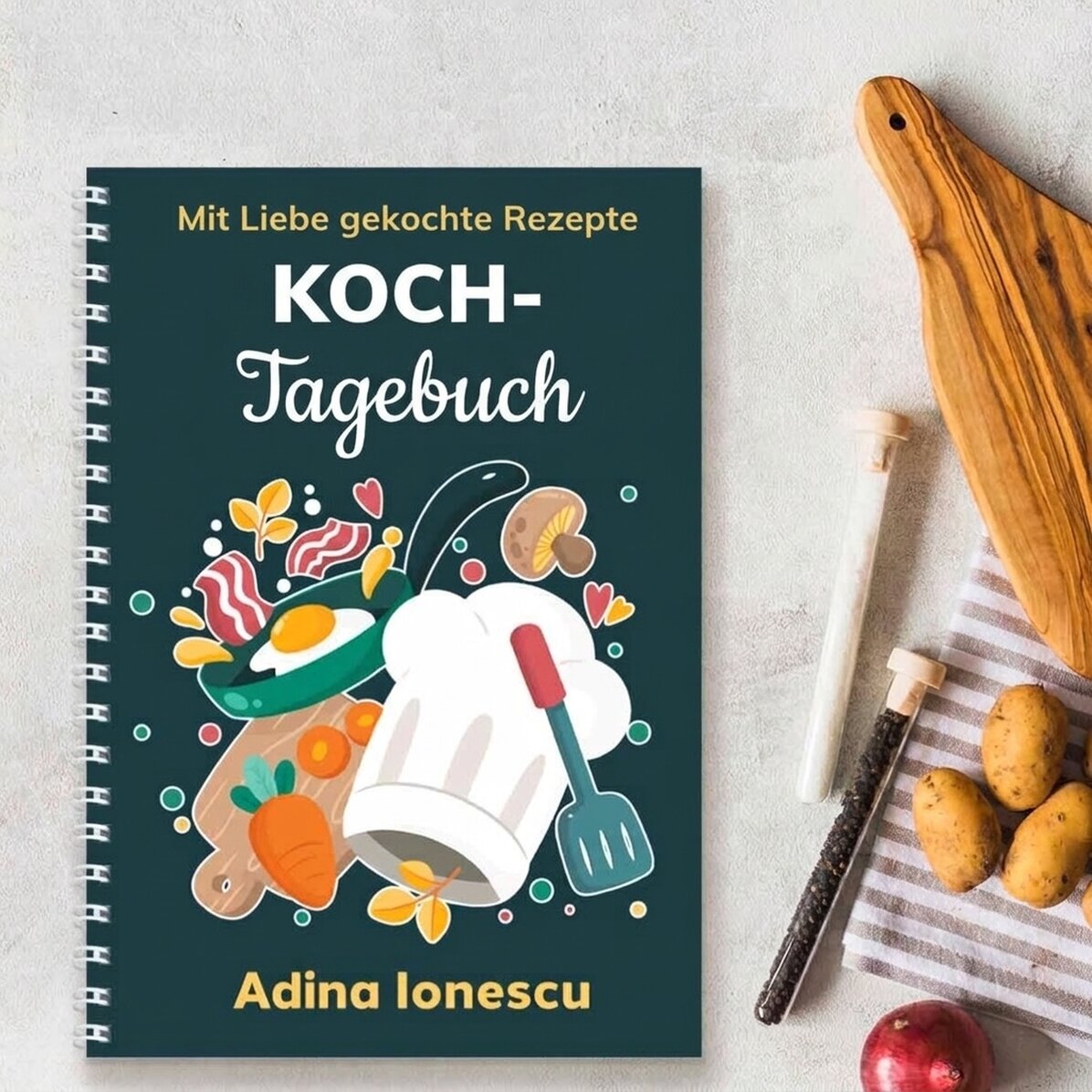 Personalisiertes Notizbuch mit Botschaft – Koch-Tagebuch