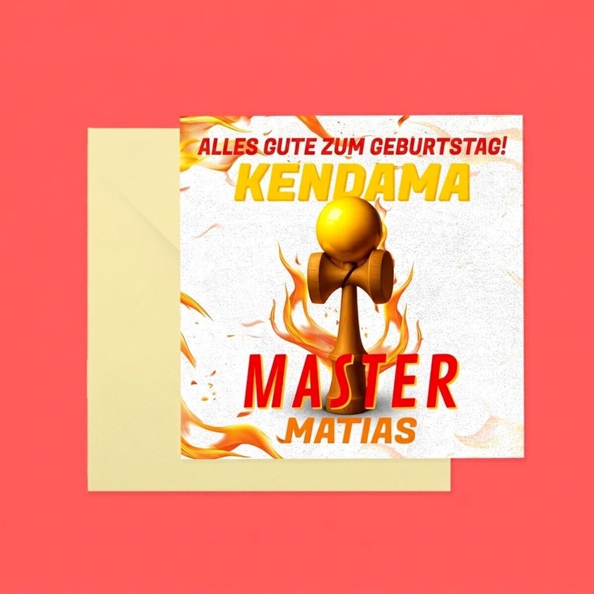 Individuell gestaltete quadratische Karte mit Text – Kendama Master