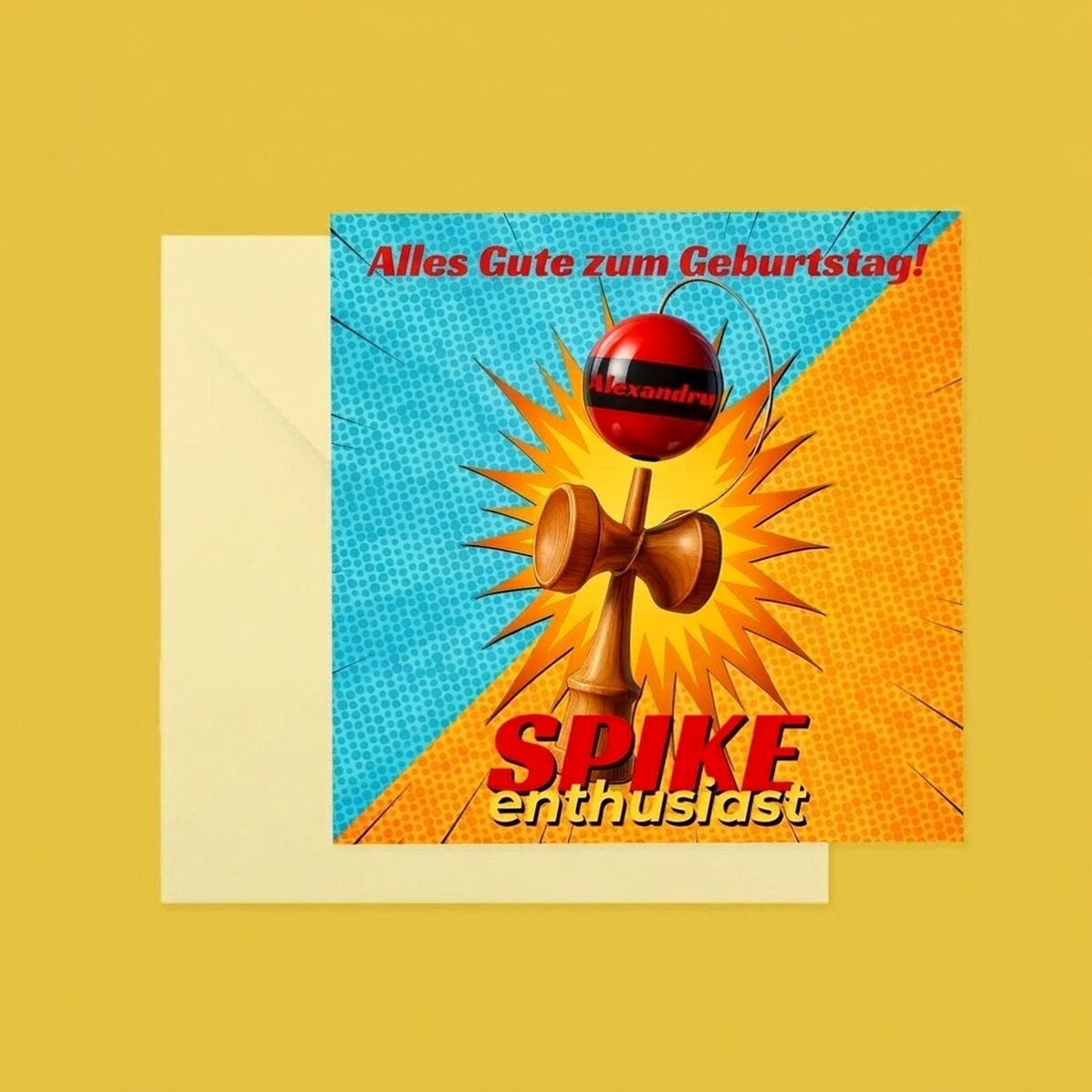 Individuell gestaltete quadratische Karte mit Text – Spike Enthusiast