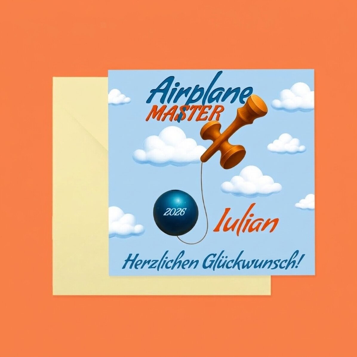 Individuell gestaltete quadratische Karte mit Text – Airplane Master