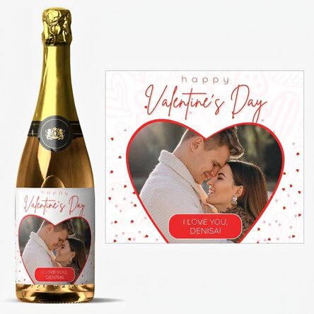 Personalisierter Sekt mit Foto und Text – Herz